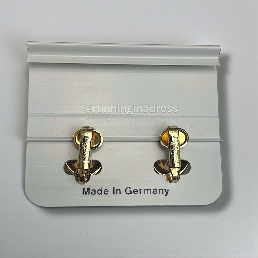 Vintage Christian Dior Gold CD Heart Crystal Earrings With Original Packaging - Picture 2 of 13